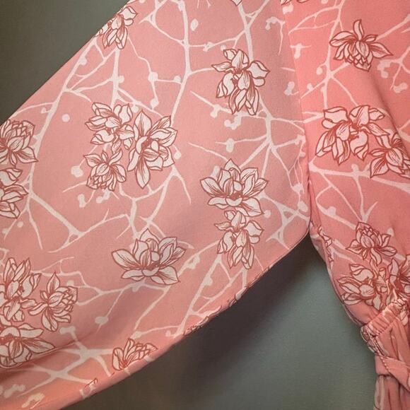 Women's Flying Tomato Pink White Floral Long Sleeve Dress M - Picture 3 of 8